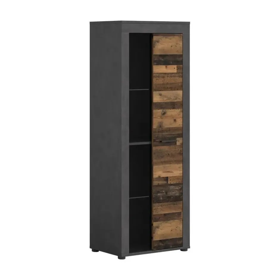 Hioshop Jam vitrinekast 1 glasdeur eiken decor