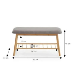 Hioshop Karin bank 1 plank grijs- bamboe