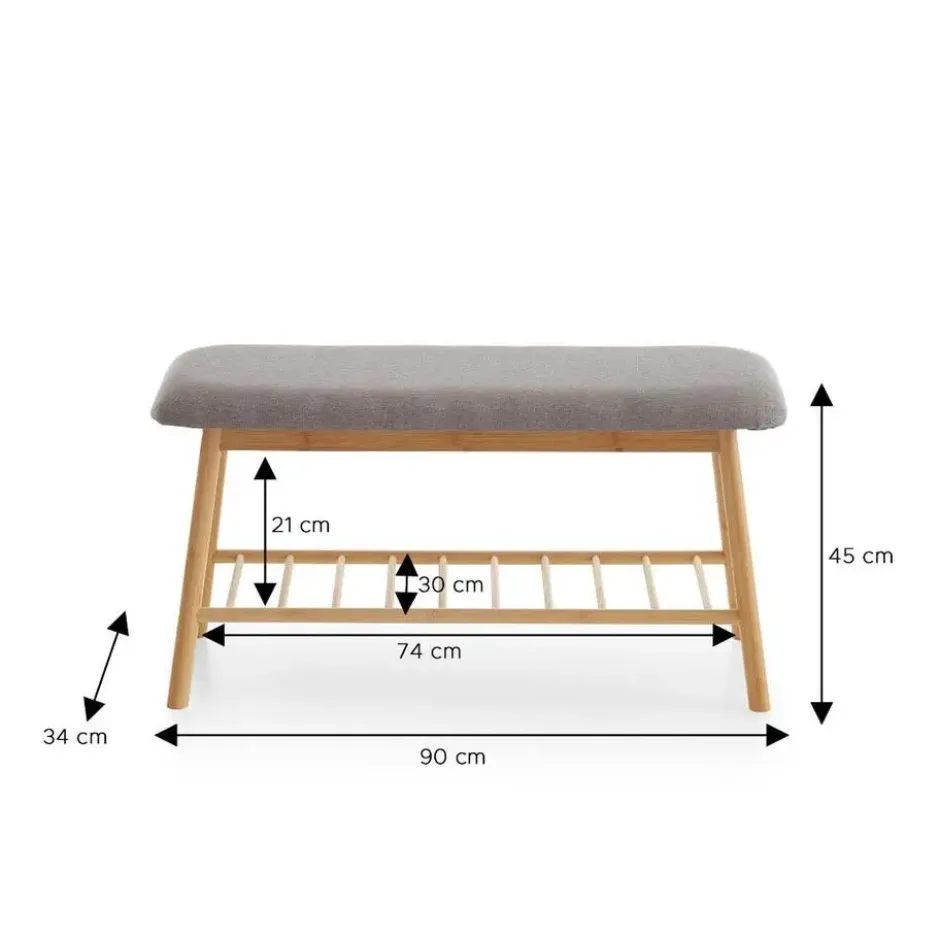 Hioshop Karin bank 1 plank grijs- bamboe