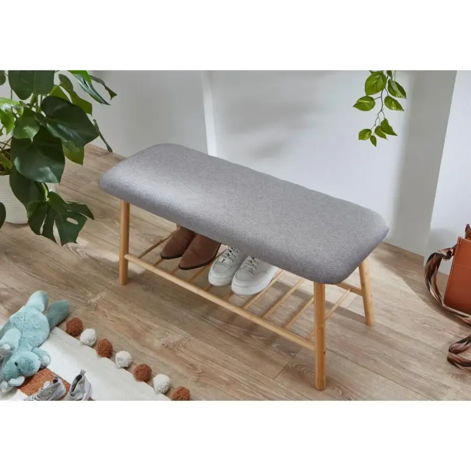 Hioshop Karin bank 1 plank grijs- bamboe