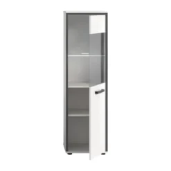 Hioshop Kojak badkamerkast incl verlichting 1 glazen deur wit- hoogglans wit