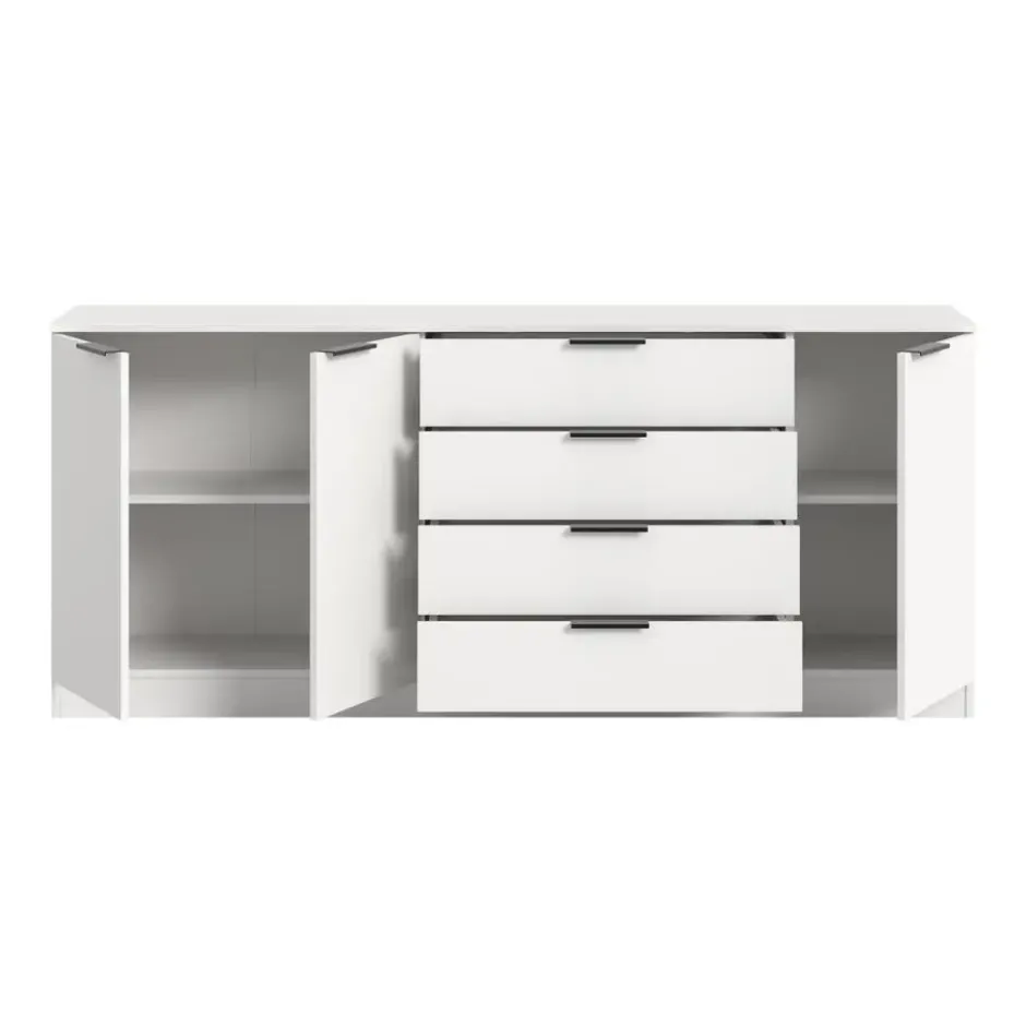 Hioshop Kopenhagen dressoir 4 laden- 3 deuren wit