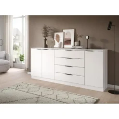 Hioshop Kopenhagen dressoir 4 laden- 3 deuren wit