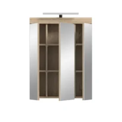 Hioshop Lambada spiegelkast inclusief verlichting 2 deuren- 3 spiegeldeuren- 3