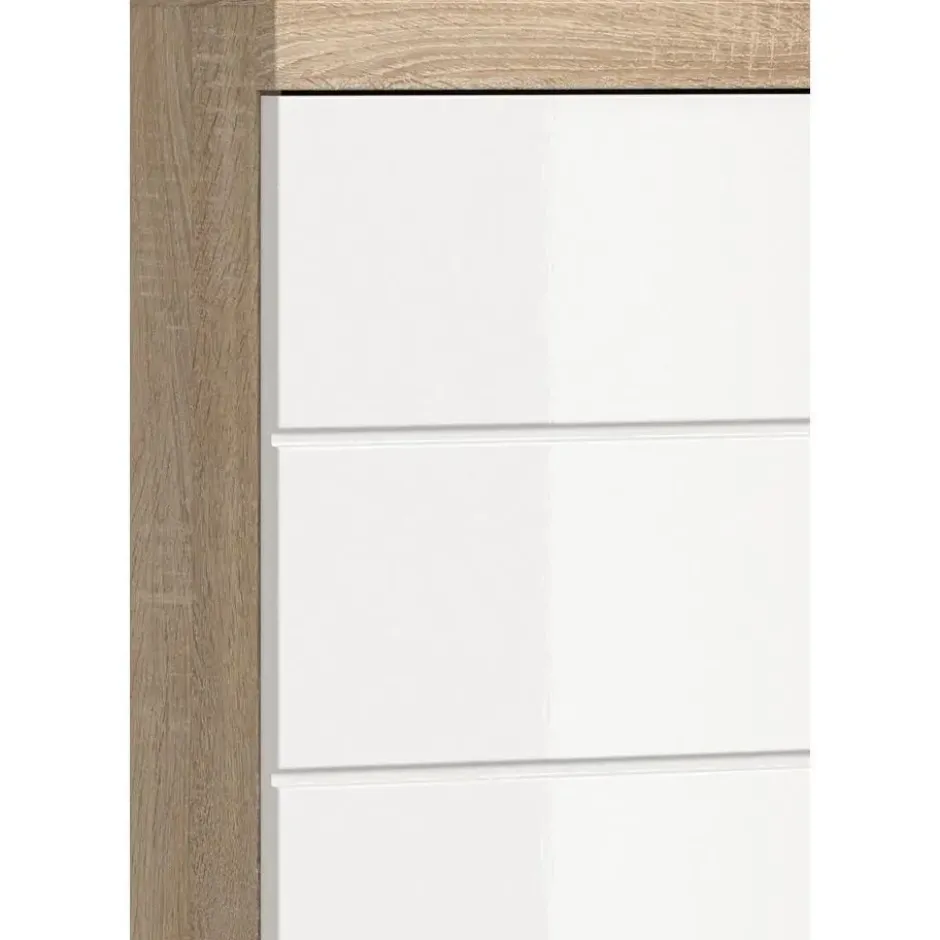 Hioshop Lambada wastafel 2 deuren wit hoogglans- eiken decor