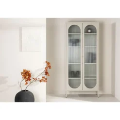 Hioshop Lima vitrinekast 2 deuren beige