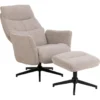 Hioshop London fauteuil recliner met voetenbank bouclé beige
