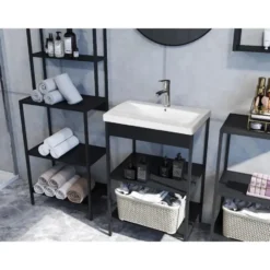 Hioshop Lorin badkamer waskast met wastafel zwart