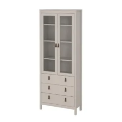 Hioshop Madrid vitrinekast 2 deuren 3 lades cashmere