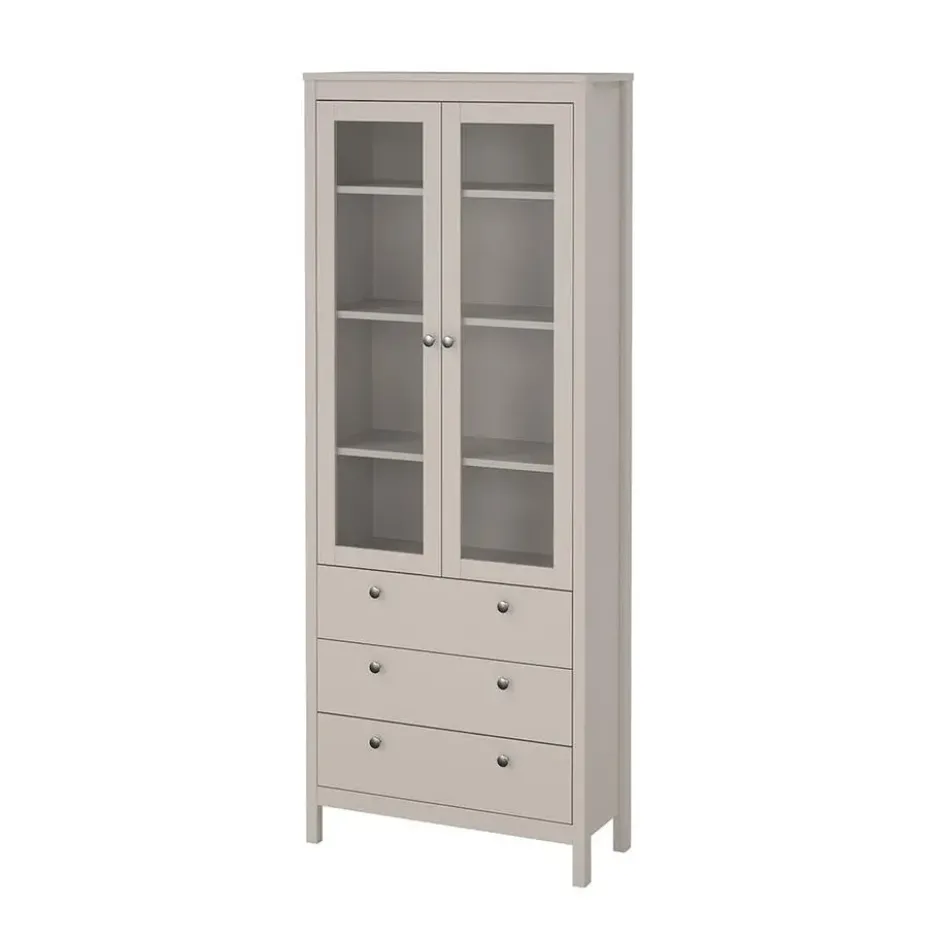 Hioshop Madrid vitrinekast 2 deuren 3 lades cashmere