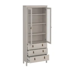 Hioshop Madrid vitrinekast 2 deuren 3 lades cashmere
