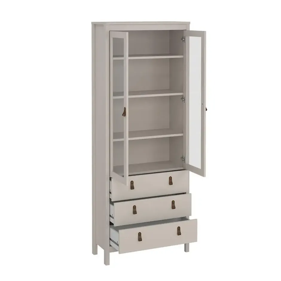 Hioshop Madrid vitrinekast 2 deuren 3 lades cashmere