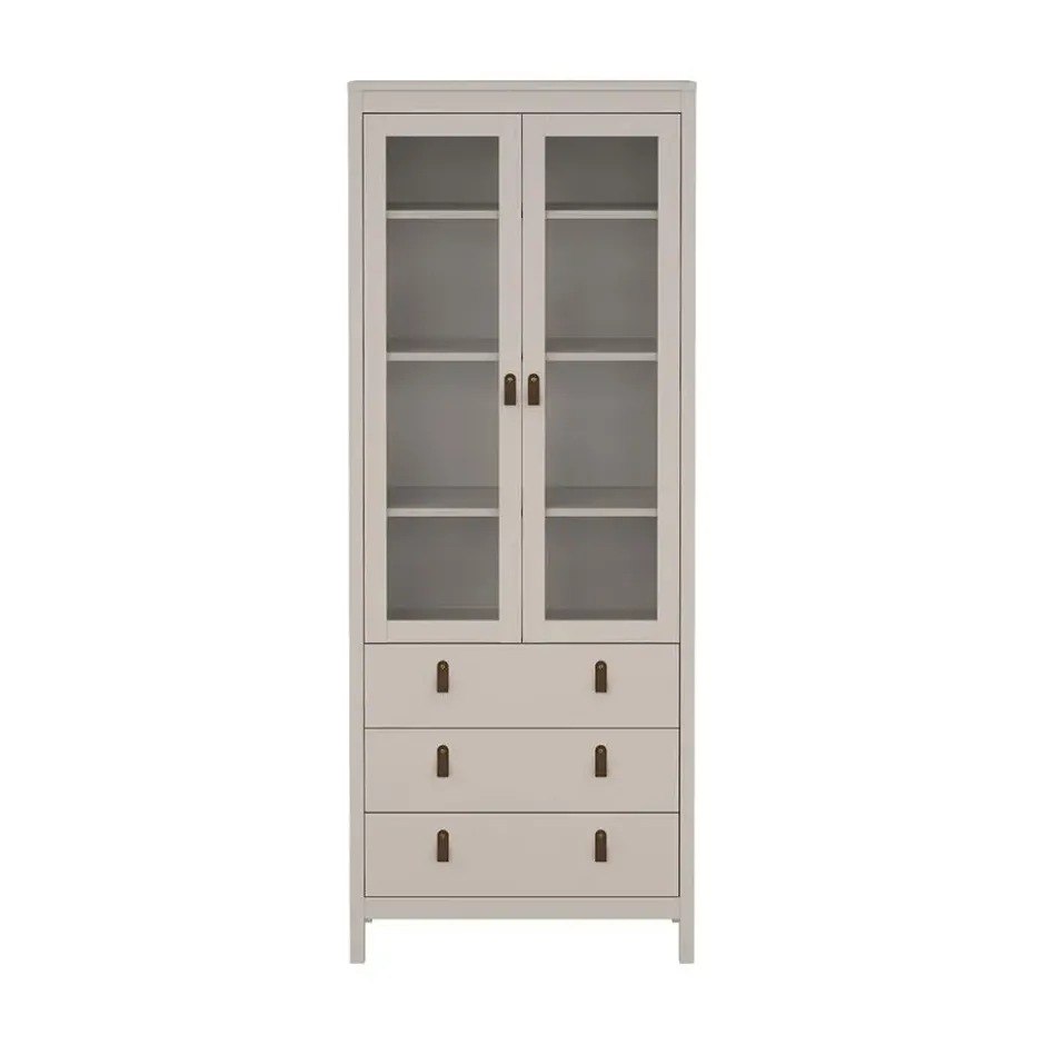 Hioshop Madrid vitrinekast 2 deuren 3 lades cashmere