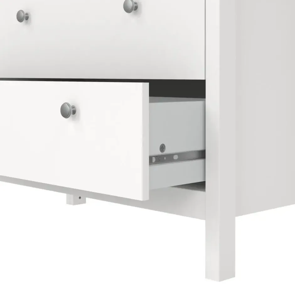 Hioshop Madrid vitrinekast 2 glazen deuren 3 laden wit