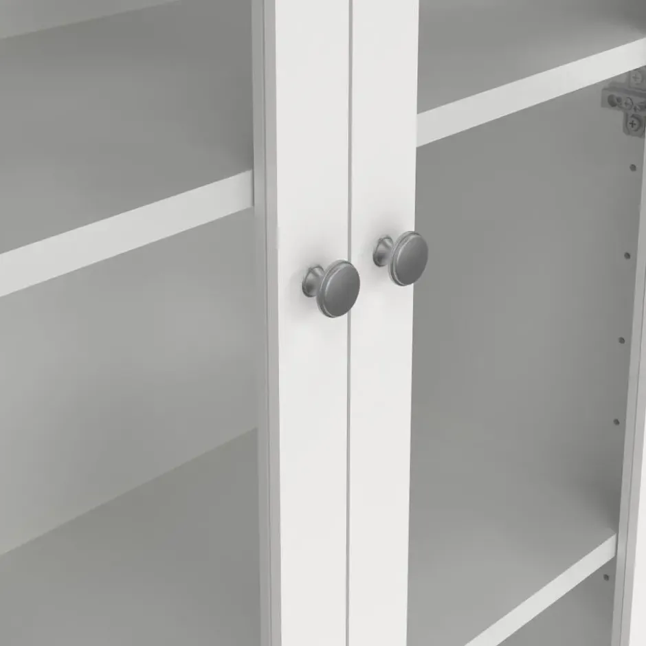 Hioshop Madrid vitrinekast 2 glazen deuren 3 laden wit