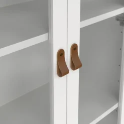 Hioshop Madrid vitrinekast 2 glazen deuren 3 laden wit