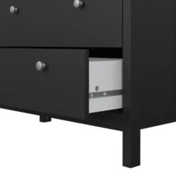 Hioshop Madrid vitrinekast 2 glazen deuren 3 laden zwart mat
