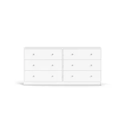 Hioshop Maria kommode breed met 6 lades- wit