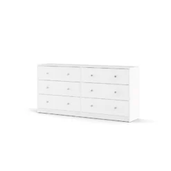Hioshop Maria kommode breed met 6 lades- wit