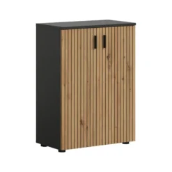 Hioshop Mone badkamerkast 2 deuren eiken decor- donkergrijs