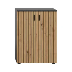 Hioshop Mone badkamerkast 2 deuren eiken decor- donkergrijs