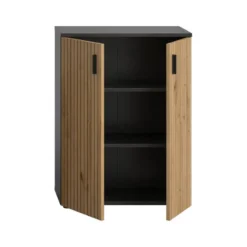 Hioshop Mone badkamerkast 2 deuren eiken decor- donkergrijs