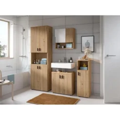 Hioshop Mone spiegelkast 1 deur- 1 spiegeldeur- 1 plank eiken decor