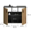 Hioshop Mone wastafel 2 deuren- 2 planken eiken decor- donkergrijs