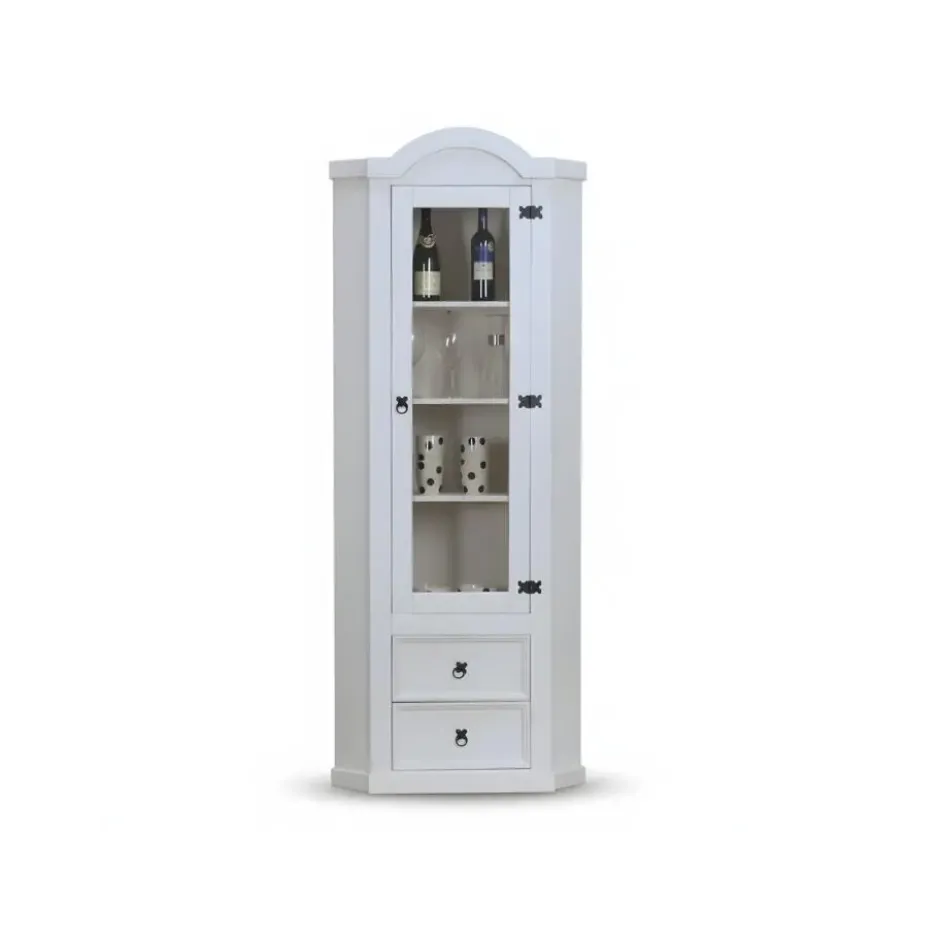 Hioshop New Mexico hoekkast vitrine wit grenen
