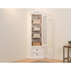 Hioshop New Mexico hoekkast vitrine wit grenen