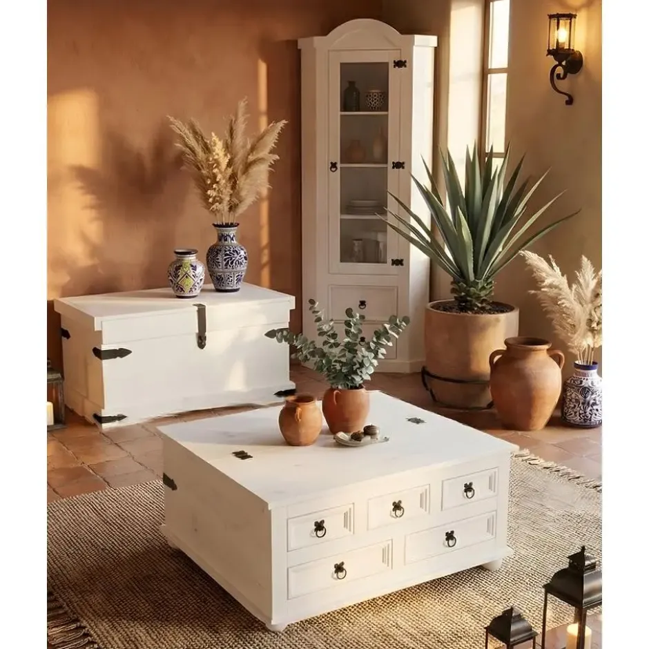 Hioshop New Mexico hoekkast vitrine wit grenen