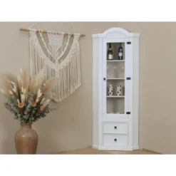 Hioshop New Mexico hoekkast vitrine wit grenen