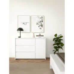 Hioshop Next kommode 1 deur 3 lades wit