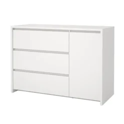 Hioshop Next kommode 1 deur 3 lades wit