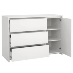 Hioshop Next kommode 1 deur 3 lades wit
