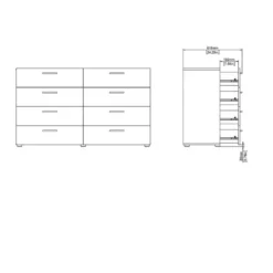 Hioshop Pepe kommode 8 lades walnoot decor