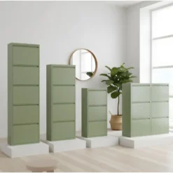 Hioshop Pisa schoenenkast groen metaal met 9 vakken