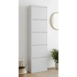 Hioshop Pisa schoenenkast wit metaal met 5 vakken