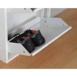 Hioshop Pisa schoenenkast wit metaal met 4 vakken