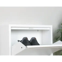 Hioshop Pisa schoenenkast wit metaal met 4 vakken