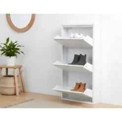 Hioshop Pisa schoenenkast wit metaal met 3 vakken