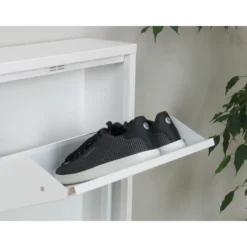 Hioshop Pisa schoenenkast wit metaal met 3 vakken - set van 2