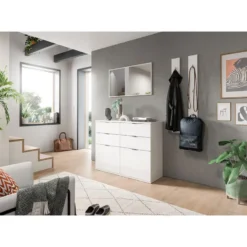 Hioshop ProjektX schoenenkast 4 laden 2 klepdeuren wit hoogglans