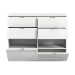 Hioshop ProjektX schoenenkast 4 laden 2 klepdeuren wit hoogglans
