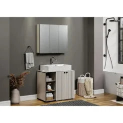 Hioshop PureBliss badkamer waskast en spiegelkast kashmir