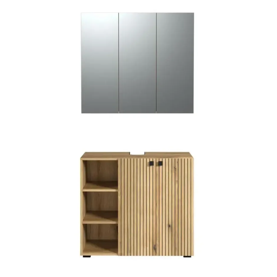Hioshop PureBliss badkamer waskast en spiegelkast eiken decor