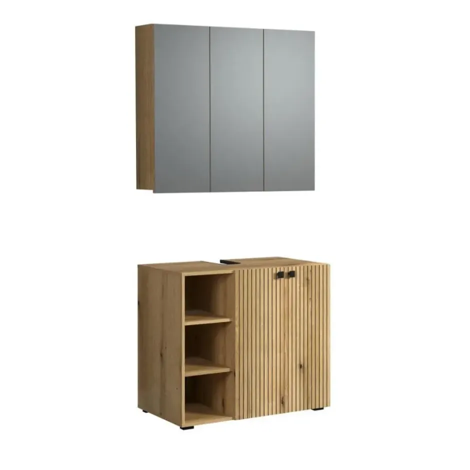 Hioshop PureBliss badkamer waskast en spiegelkast eiken decor