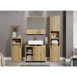 Hioshop PureBliss spiegel bad 80cm met plank eik decor