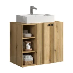 Hioshop PureBliss waskast met wastafel eiken decor