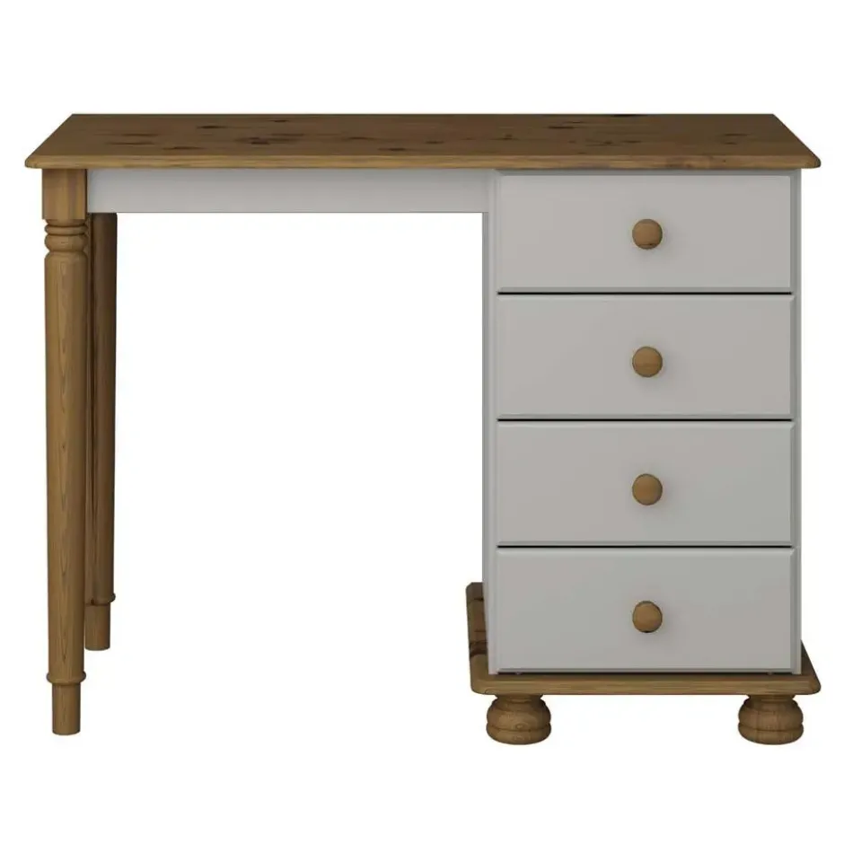Hioshop Richard kaptafel 4 laden bruin-grijs